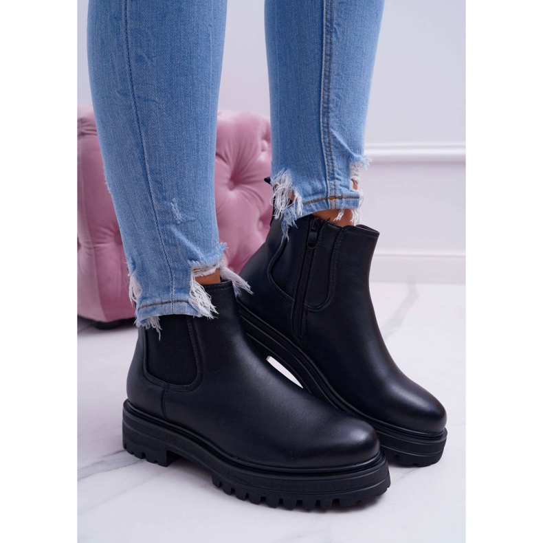 SEA Botas De Mujer Con Tacón Plano Cálido Negro Orion 1