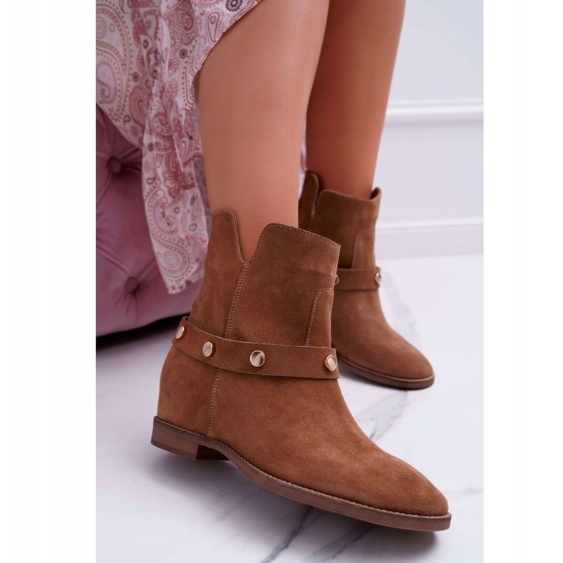 Botas de Mujer Laura Messi 1890 Suede Leather Dark Camel Darmah marrón 1