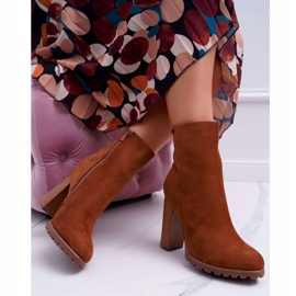 EVE Botas de mujer con tacón Suede Camel Cadillac marrón 3