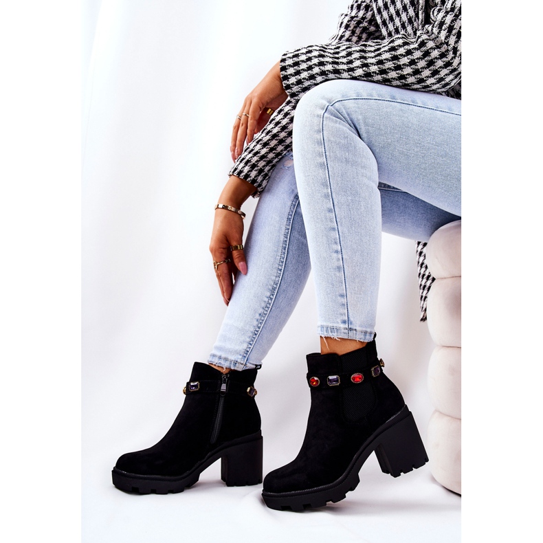 SEA Botas de Mujer en Tacón con Cristales Negro Macbeth 1