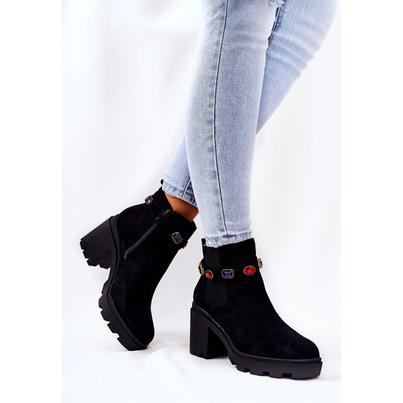 SEA Botas de Mujer en Tacón con Cristales Negro Macbeth 2
