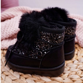 FRROCK Botas de nieve para niños con piel Minnie Mouse negra negro 6