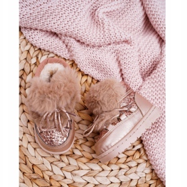FRROCK Botas de nieve para niños con piel Champán Minnie Mouse rosado 4