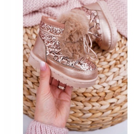 FRROCK Botas de nieve para niños con piel Champán Minnie Mouse rosado 7