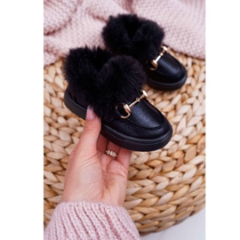 Zapatillas Infantiles Negras Con Piel negro 4