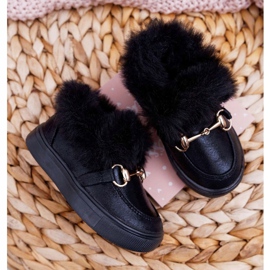 Zapatillas Infantiles Negras Con Piel negro 2