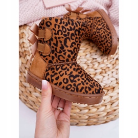 FRROCK Botas de nieve para niños con piel de leopardo Fiona marrón 1