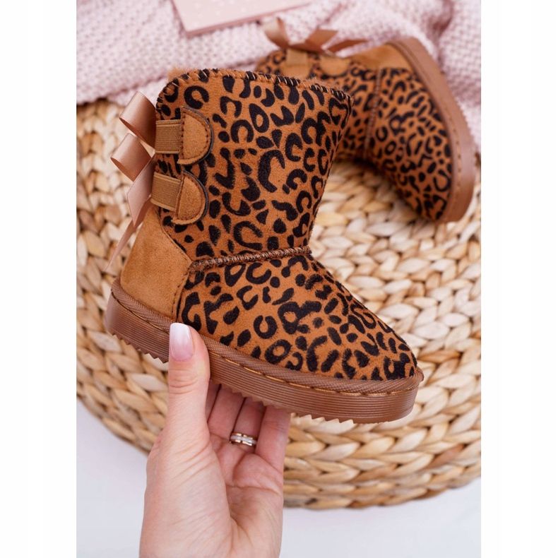 FRROCK Botas de nieve para niños con piel de leopardo Fiona marrón 1