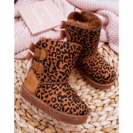 FRROCK Botas de nieve para niños con piel de leopardo Fiona marrón 2