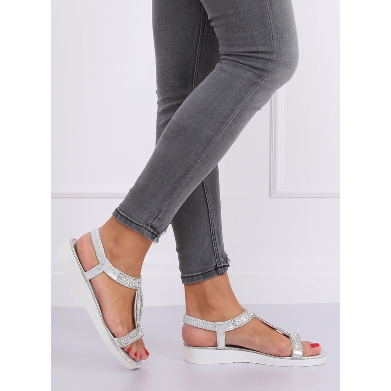 Sandalias plateadas para mujer 127-89 Plateadas gris 1