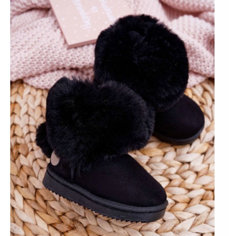 FRROCK Botas de nieve para niños con piel Kiks negros 2
