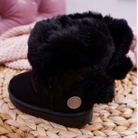FRROCK Botas de nieve para niños con piel Kiks negros 4