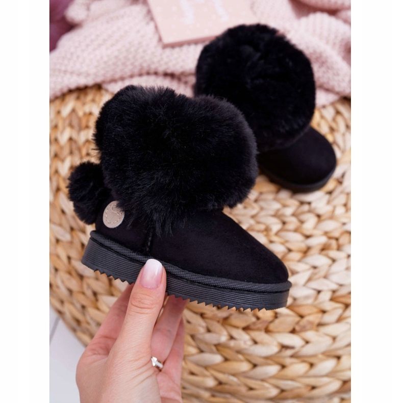 FRROCK Botas de nieve para niños con piel Kiks negros 1