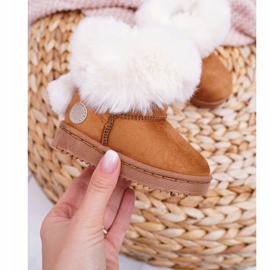 FRROCK Botas de nieve para niños con kiks de piel de camello marrón 1