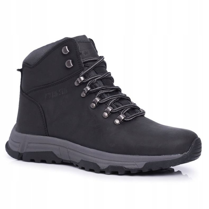 Zapatos de cuero Trekker para hombre Big Star Black EE174201 negro 1