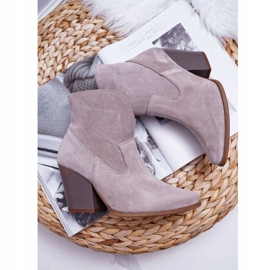Botas de mujer con tacón alto Ante Capuchino claro Nicole 2433 beige 5