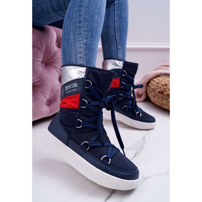 Botas de nieve para mujer con piel Big Star Azul marino EE274657 1