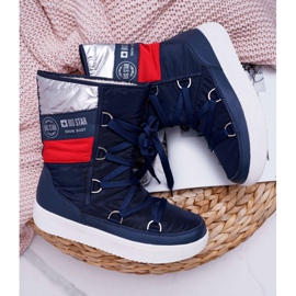 Botas de nieve para mujer con piel Big Star Azul marino EE274657 6