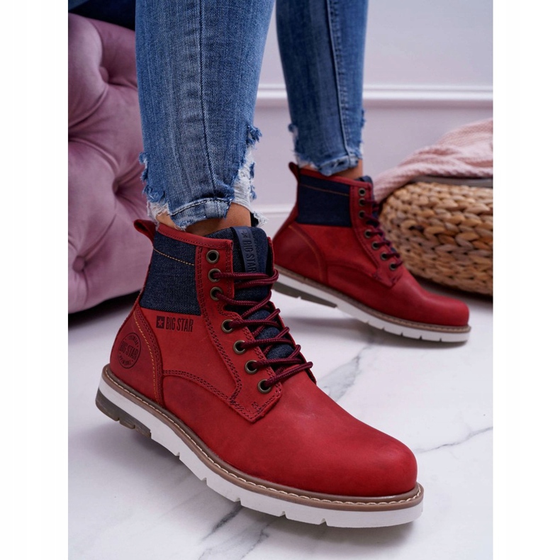 Botas Mujer Trappers Big Star Cuero Burdeos EE274006 rojo 1 Botas Mujer Trappers Big Star Cuero Burdeos EE274006 rojo 1
