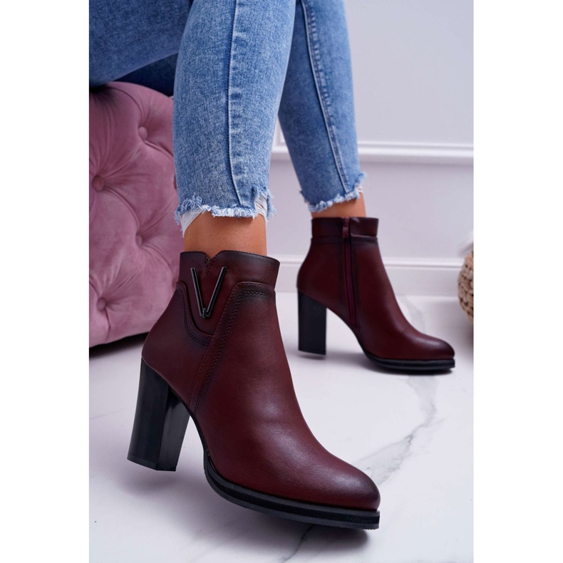 Botas De Mujer Con Tacón Alto Sergio Leone Burgundy BT537 rojo 1