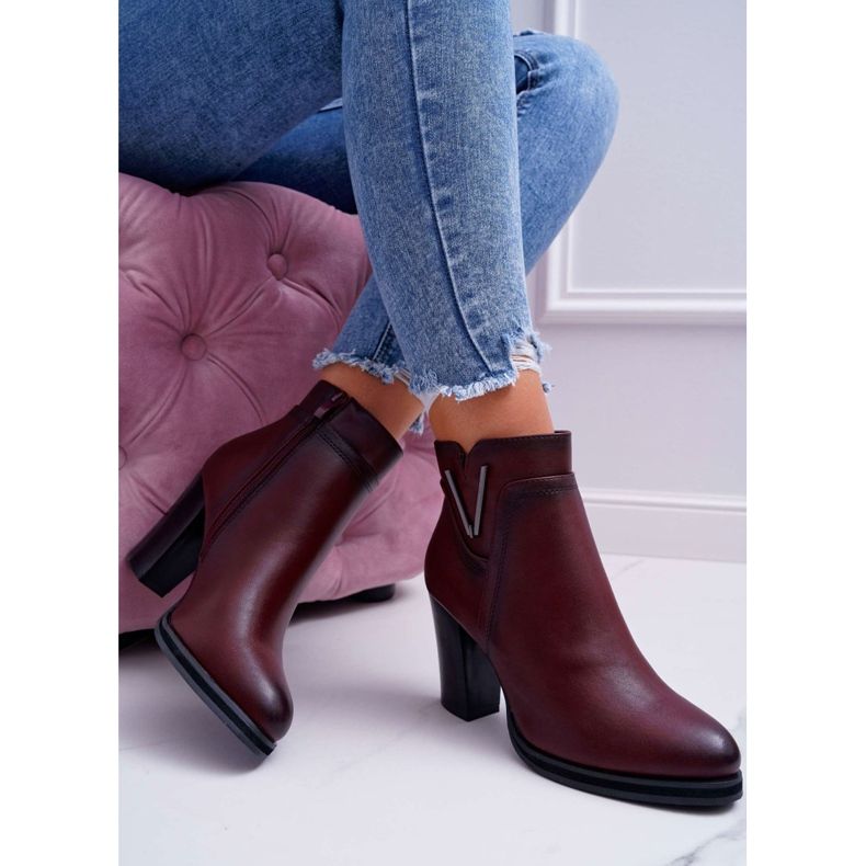 Botas De Mujer Con Tacón Alto Sergio Leone Burgundy BT537 rojo 2