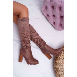 EVE Botas De Mujer Con Tacón Ante Caqui Marion 1