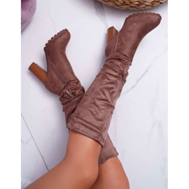 EVE Botas De Mujer Con Tacón Ante Caqui Marion 6