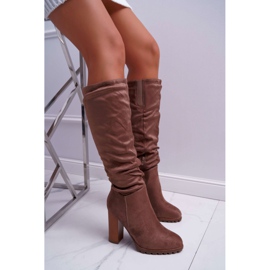 EVE Botas De Mujer Con Tacón Ante Caqui Marion 4