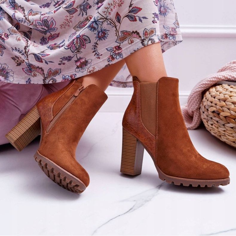 Botas De Mujer Con Tacón Alto Camel Mondego marrón 2 Botas De Mujer Con Tacón Alto Camel Mondego marrón 2