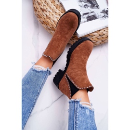 FRBS Botines Chelsea para Mujer con Circonita Cúbica Camel Sissy marrón 4