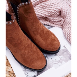 FRBS Botines Chelsea para Mujer con Circonita Cúbica Camel Sissy marrón 5