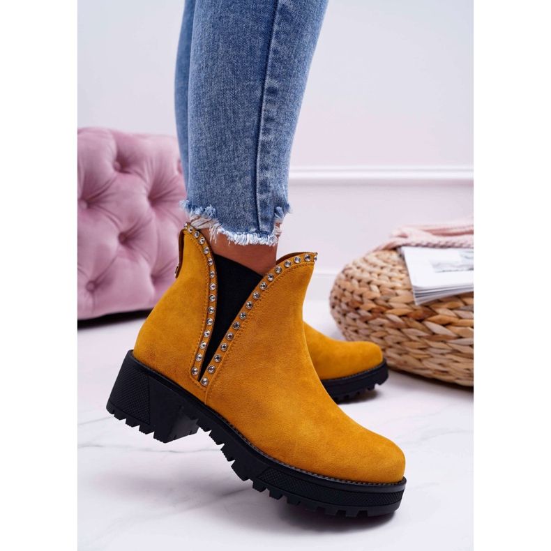 FRBS Botas Jodhpur para mujer con zirconia cúbica amarilla Sissy amarillo 2