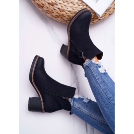 FRJEIN Botas de mujer con tacón acolchado con fieltro negro Delia 4