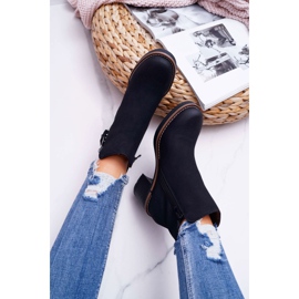 FRJEIN Botas de mujer con tacón acolchado con fieltro negro Delia 5