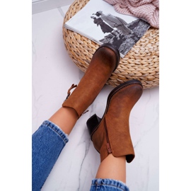 FRJEIN Botas de mujer en el talón calentado con fieltro Camel Delia marrón 4