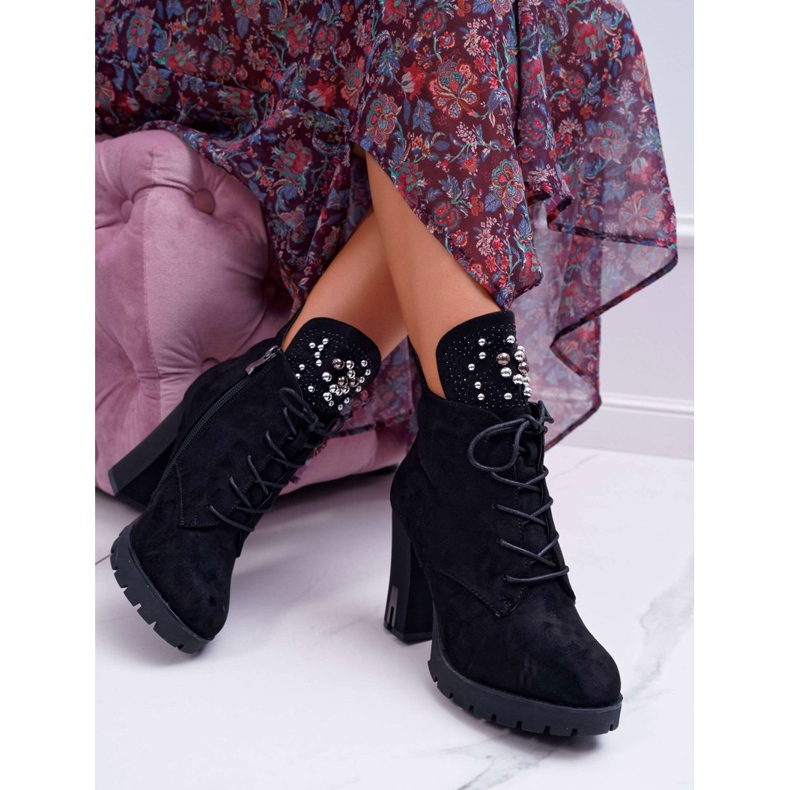 EVE Botas de Mujer con Tacón y Plataforma Ante Negro Fieste 2