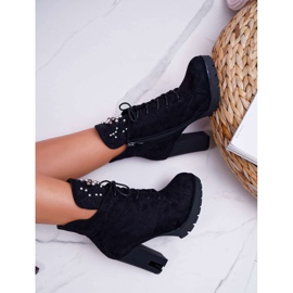 EVE Botas de Mujer con Tacón y Plataforma Ante Negro Fieste 6