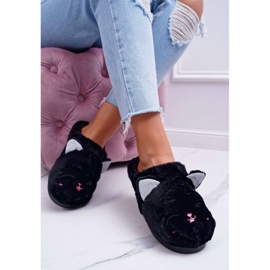 Pantuflas de Mujer Gatos con Orejas Negras Sleppyhead negro 3