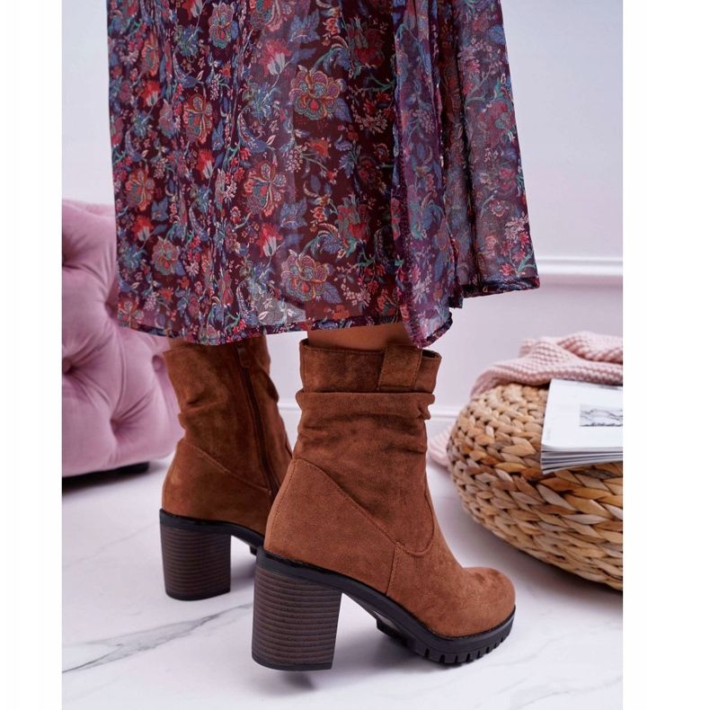 FB2 Botas De Mujer Con Tacón Ante Camel Celma marrón 2