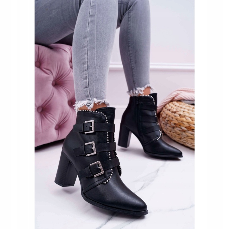 FJ1 Botas de Mujer con Tacón con Hebillas Negro Finbas 1