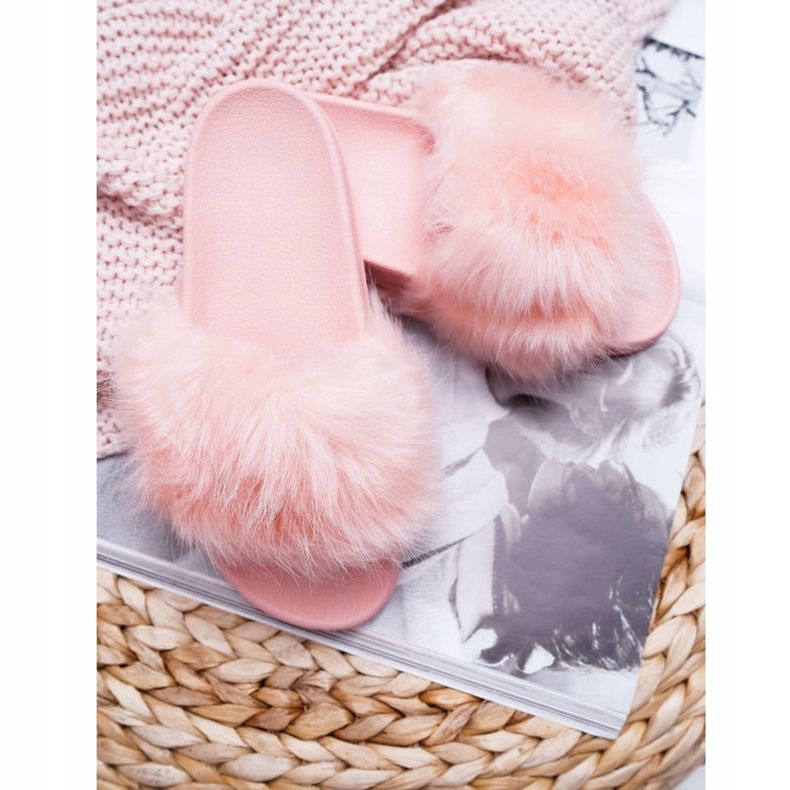 Pantuflas De Mujer Con Piel De Piel Rosa Claro rosado 2