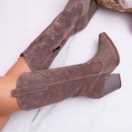 Botas De Mujer Con Tacón Vaquero Cappuccino Brunt marrón 6