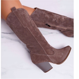 Botas De Mujer Con Tacón Vaquero Cappuccino Brunt marrón 5