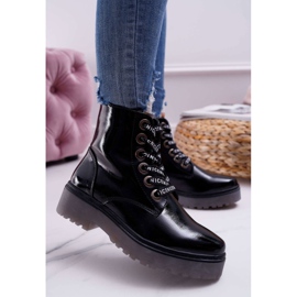 Botas de Mujer con Tacón Plano Botas Lacadas Negras Sergio Leone TR726 negro 3