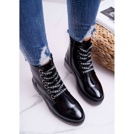 Botas de Mujer con Tacón Plano Botas Lacadas Negras Sergio Leone TR726 negro 4