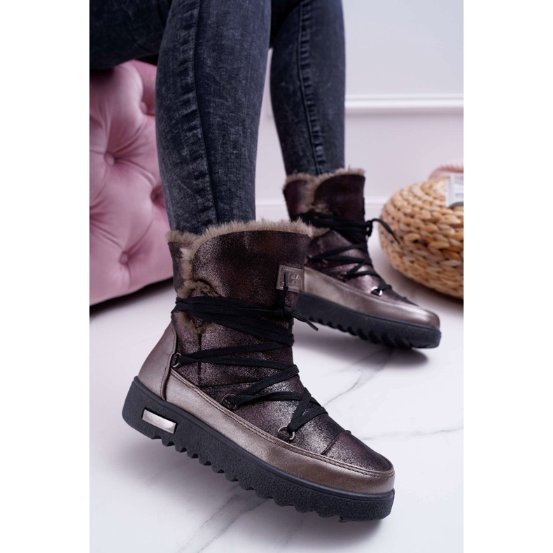 Vinceza Botas de nieve para mujer con piel gris oscuro Fereni 1