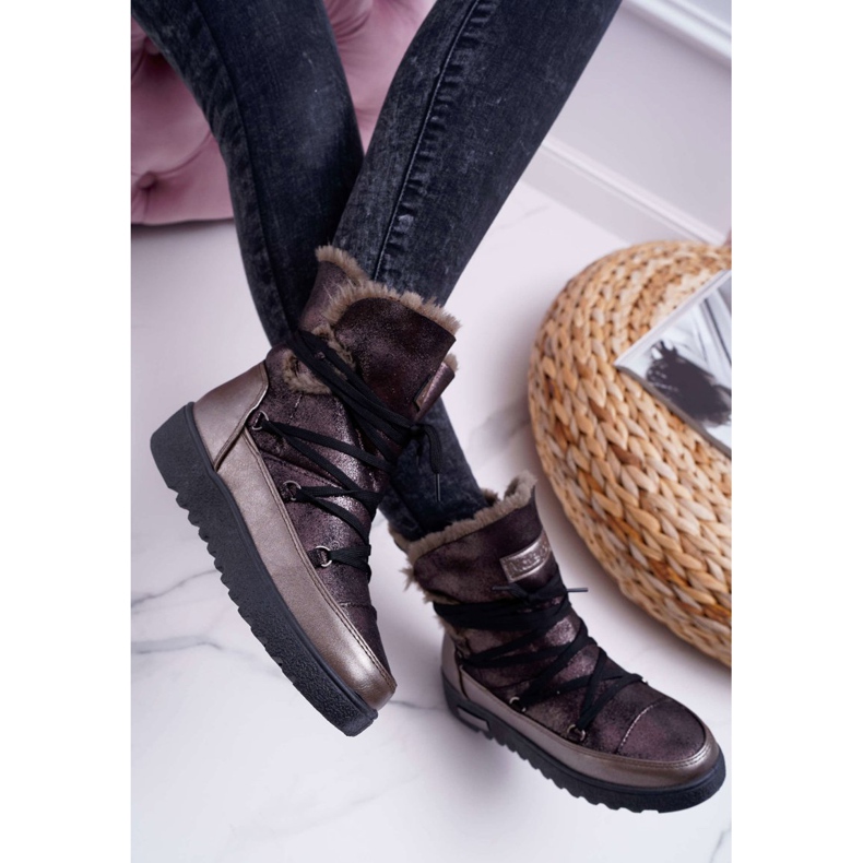 Vinceza Botas de nieve para mujer con piel gris oscuro Fereni 2