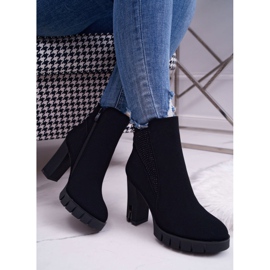 SEA Botas de mujer de tacón alto y plataforma con circonita Black Deren negro 2