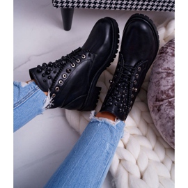 FRID Botas de mujer con perlas Warm Black Memer negro 5
