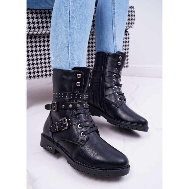 BUGO Botas De Mujer Con Tacón Plano Negro Emenbar 1 BUGO Botas De Mujer Con Tacón Plano Negro Emenbar 1